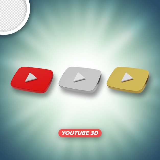 Logotipo de youtube 3d con diferente color