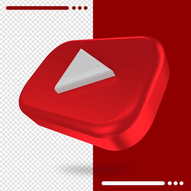 PSD logotipo de youtube girado 3d en renderizado 3d