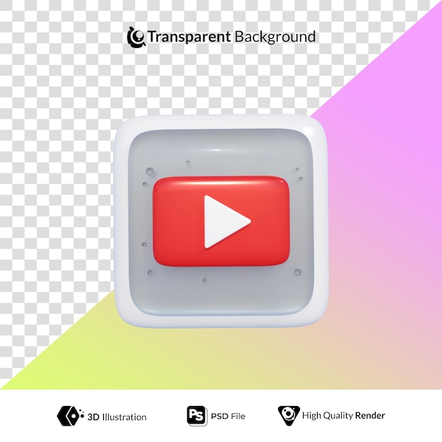 Logotipo de YouTube Icono de redes sociales Ilustración 3D