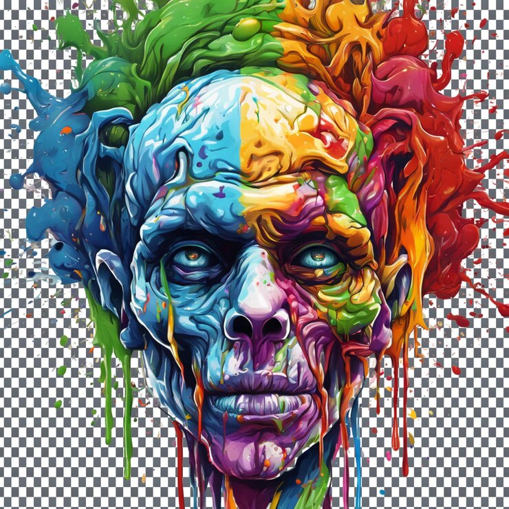 PSD el logotipo de zombi style splash art aislado en un fondo transparente