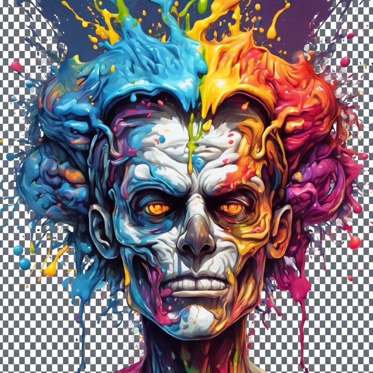 PSD el logotipo de zombi style splash art aislado en un fondo transparente
