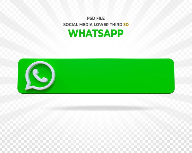 Logotipos de mídia social do whatsapp, terceiro banner inferior, renderização em 3d