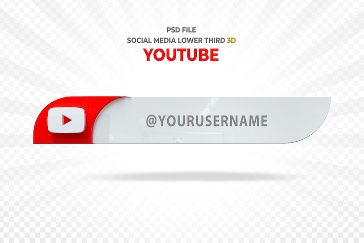 PSD logotipos de mídia social do youtube estilos de renderização 3d do terceiro banner inferior