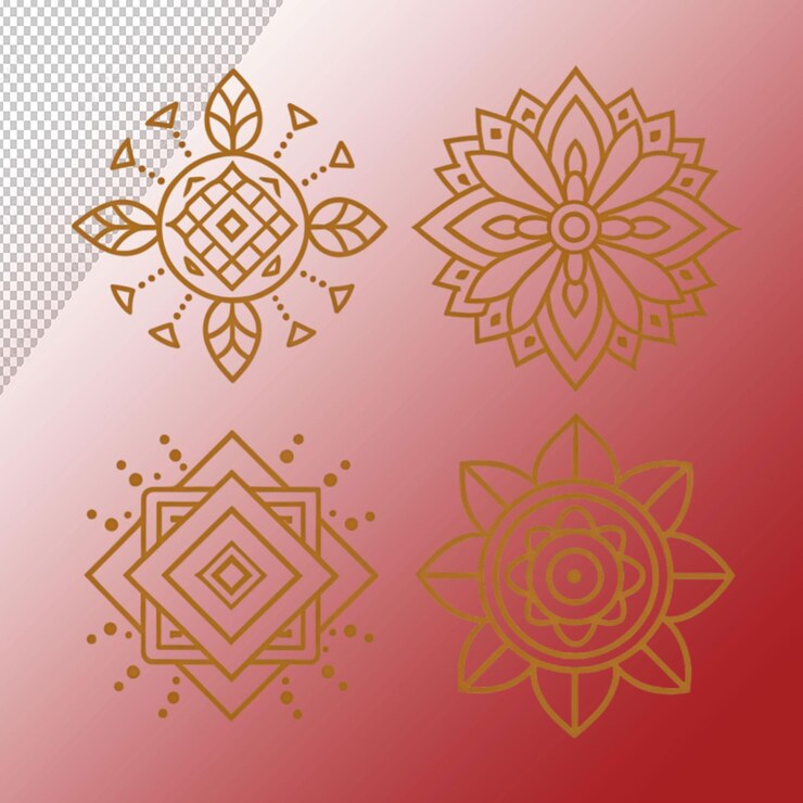 PSD logotipos lineales bohemios en un fondo transparente