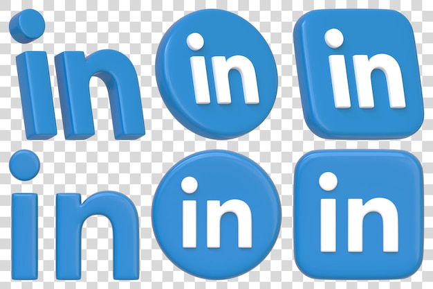 Logotipos de LinkedIn en varios estilos y colores Ilustración de renderización 3D
