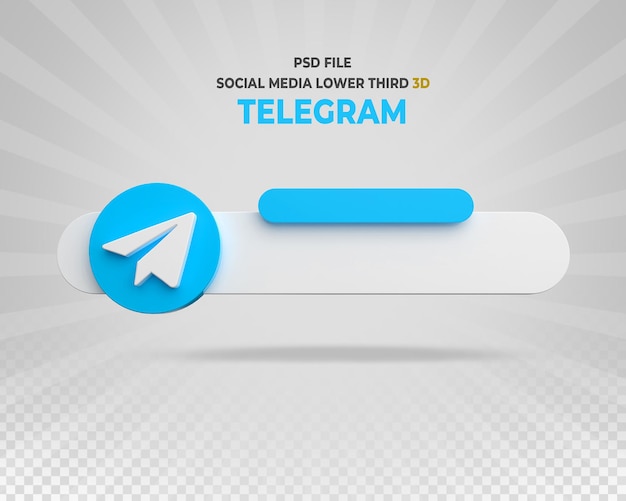 Logotipos de redes sociales de Telegram, tercer banner inferior 3D Render