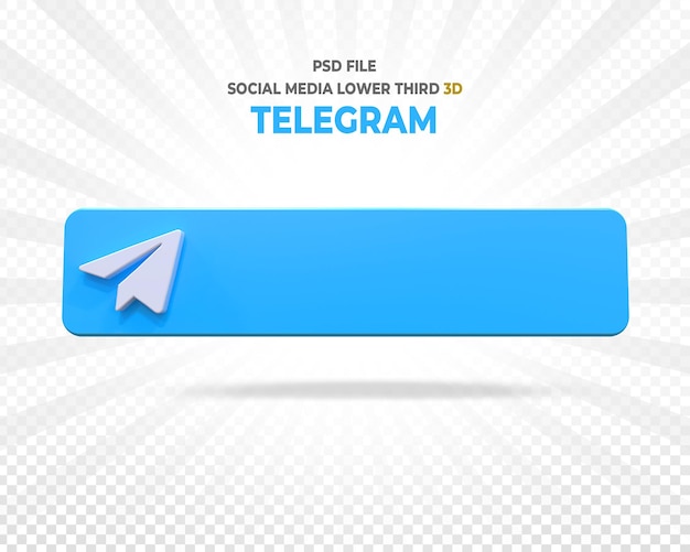 Logotipos de redes sociales de telegram, tercer banner inferior 3d render