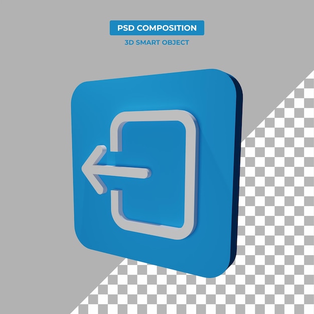 Logout-Symbol 3D-Rendering transparenter Hintergrund