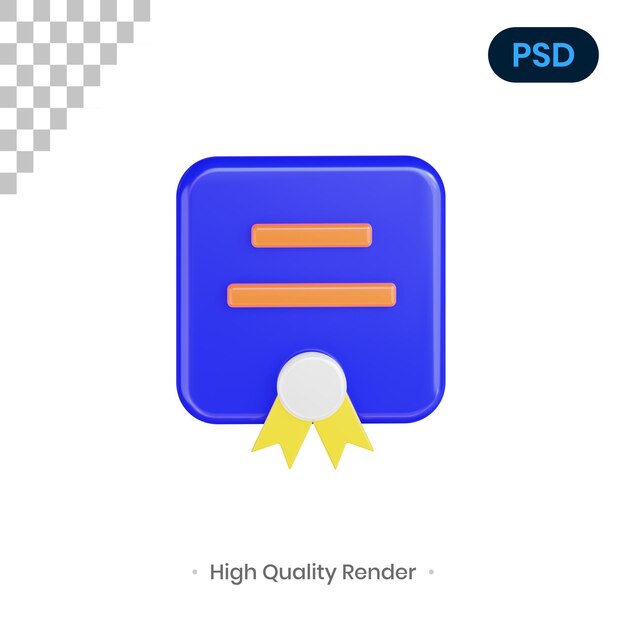 Logro 3D Render Ilustración Premium PSD