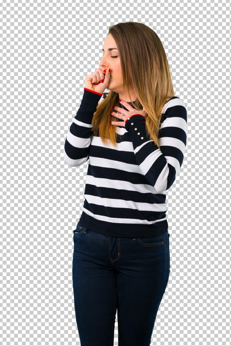 PSD loira youn girl está sofrendo com tosse e se sentindo mal