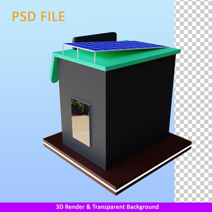 PSD loja de renderização 3d com célula solar