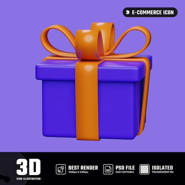 loja on-line de presente 3d roxo ilustração de renderização 3d