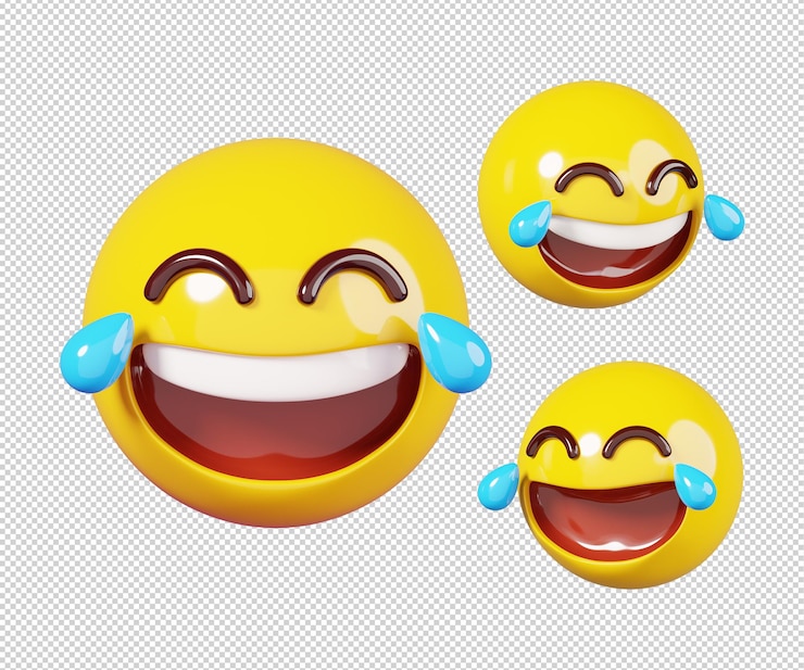Lol Emoticono riendo con lágrimas aislado Icono de Emoji y caras de emoticonos concepto Ilustración 3D