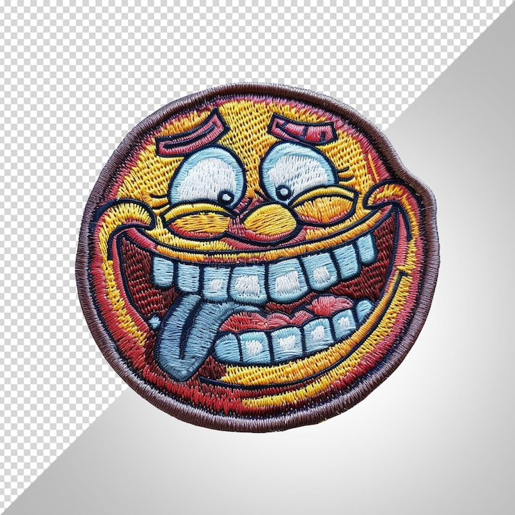 PSD lol reír en voz alta insignia de parche bordado aislado en fondo transparente
