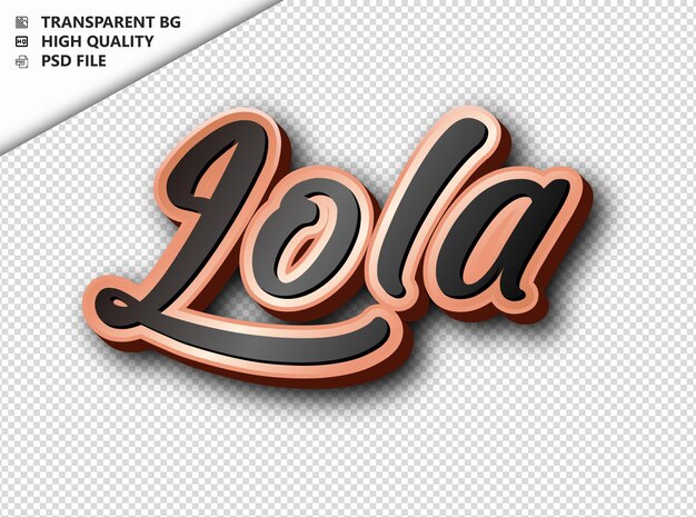 Lola tipografía texto bronce negro psd transparente