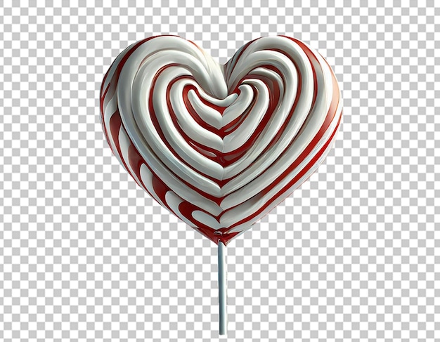 Lollipop blanco en forma de corazón en 3d