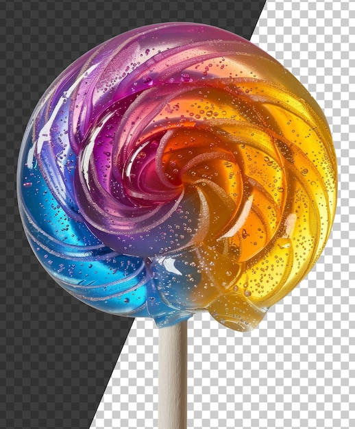 PSD lollipop giratório colorido em um bastão branco em fundo transparente png