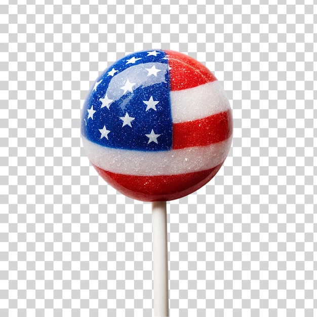 Lollipop Patriotique Avec Drapeau Américain Isolé Sur Fond Transparent