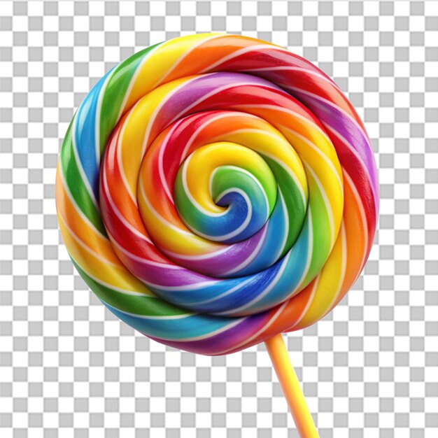 Lollipop de remolino de arco iris aislado en un fondo transparente