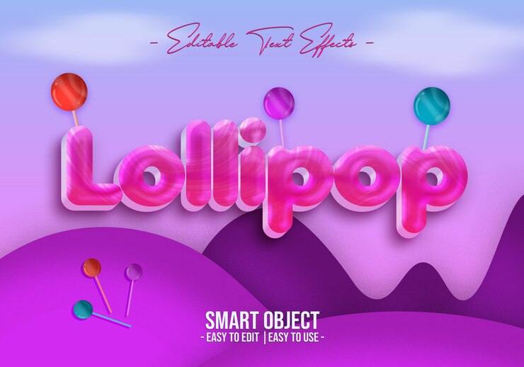 PSD lollipop-text-style-effect