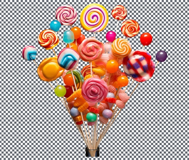 Lollipops deliciosos e deliciosos isolados em fundo transparente