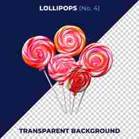 PSD lollipops doce sobremesa colorido arco-íris redemoinho lollipop açúcar psd isolado em fundo transparente