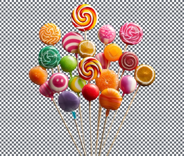 PSD lollipops tão doces assortados isolados em fundo transparente