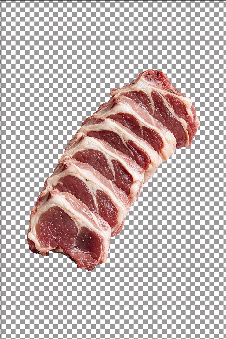 Lomo de cerdo delgado y sabroso perfecto para asar o asar a la parrilla hiperrealista blanco aislado plano