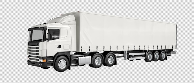 PSD long camion blanc isolé sur fond blanc