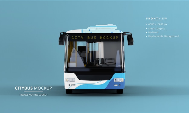 Long city bus mockup vorderansicht