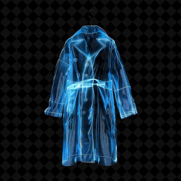 Long Coat With Flowing Design and Smooth Texture Made With T Neon Object on Dark Background