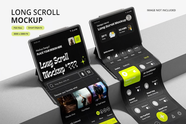 Long Scroll Mockup on Foldable Phone UIUX Showcase