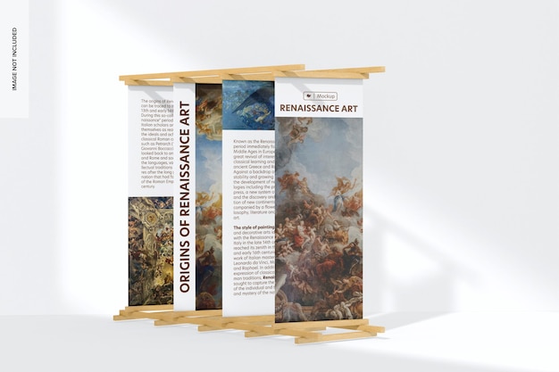 PSD long wood ausstellungsdisplay mockup, vorderansicht