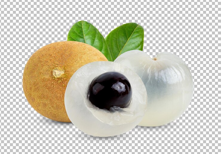 PSD longan con foglie isolate su strato alfa