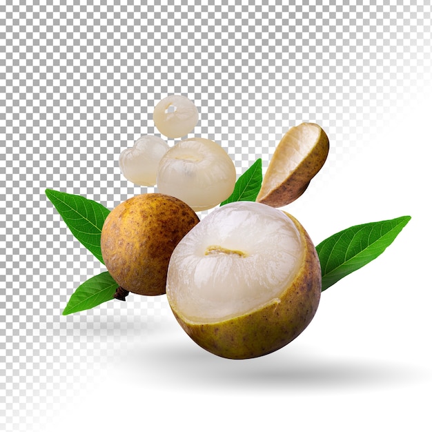 Longan fresco aislado sobre un fondo alfa