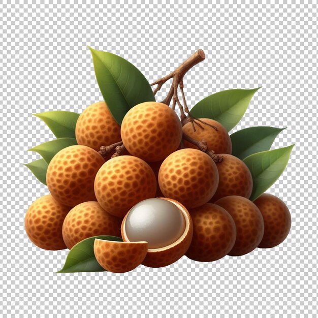 Longan fresco con hojas aisladas premium psd Ai generativo