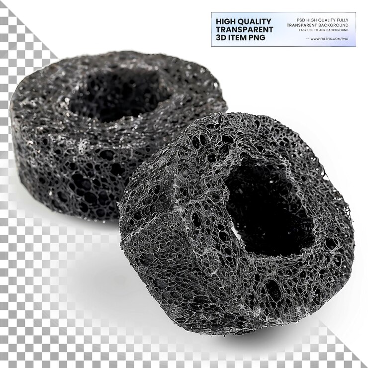 PSD loofah png negro en fondo blanco aislado en fondo transparente