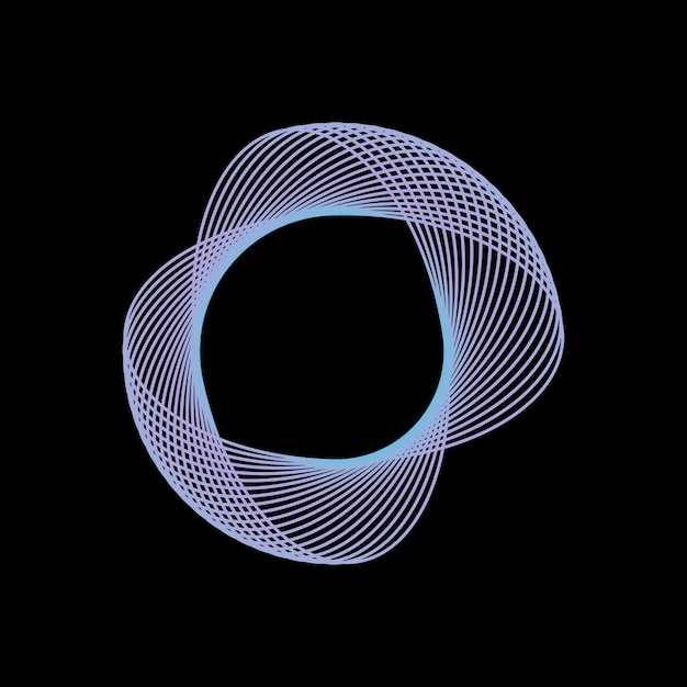 Loop orbital geométrico abstrato com linhas de néon em preto