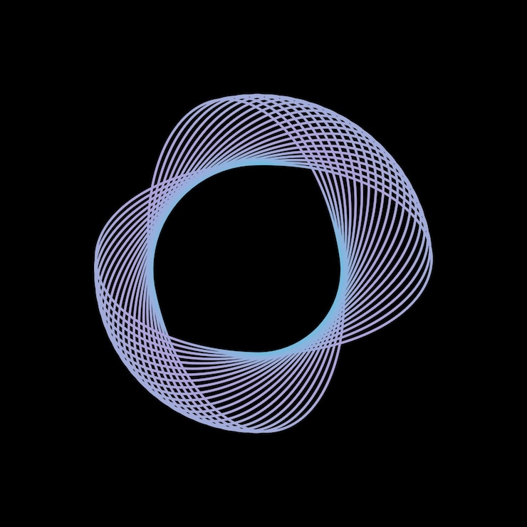 PSD loop orbital geométrico abstrato com linhas de néon em preto