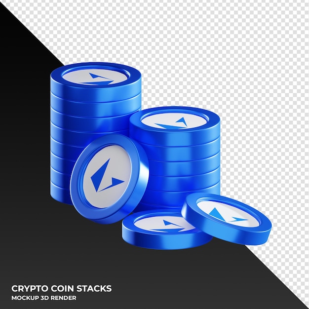 PSD loopring lrc pila de monedas cryptocurrency 3d render ilustración