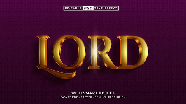 Lord 3d gold Texteffekt bearbeitbarer Textstil