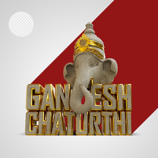 PSD lord ganesh chaturthi diseño renderizado en 3d con fondo transparente