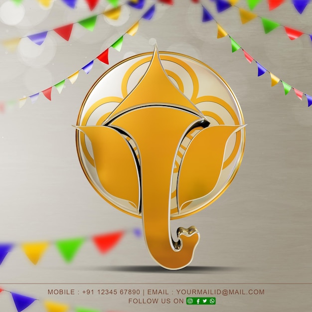 Lord Ganesh Chaturthi gerendertes 3D-Design mit transparentem Hintergrund