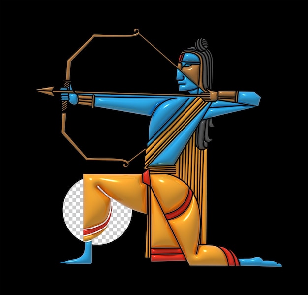 Lord Rama avec Arrow Dussehra et festival Navratri Élément Psd Transparent
