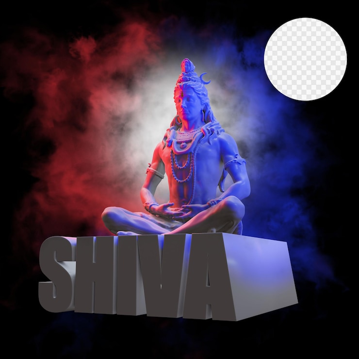 PSD lord shive 3d-renderbild mit transparentem hintergrund