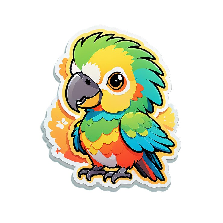 PSD un loro colorido con una cola amarilla y verde