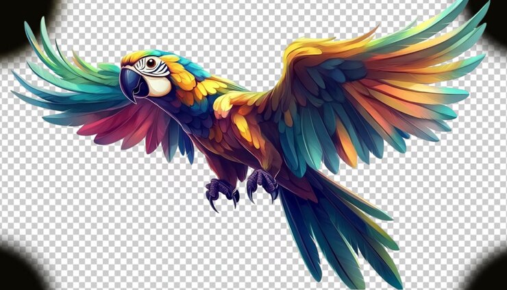 PSD loro colorido en un fondo transparente
