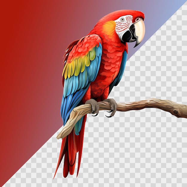 PSD el loro guacamayo aislado en un fondo transparente