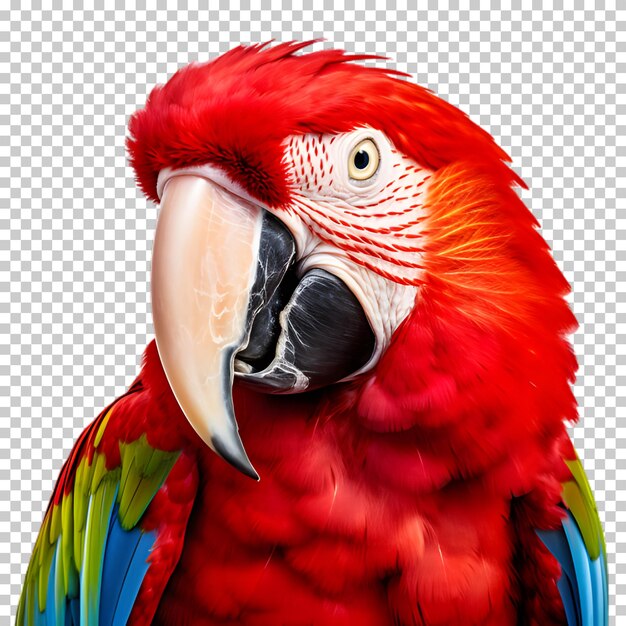 PSD loro guacamayo realista aislado en un fondo transparente