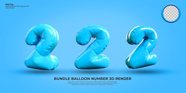 Lot de 3D Render numéro 2 ballon couleur bleu transparent